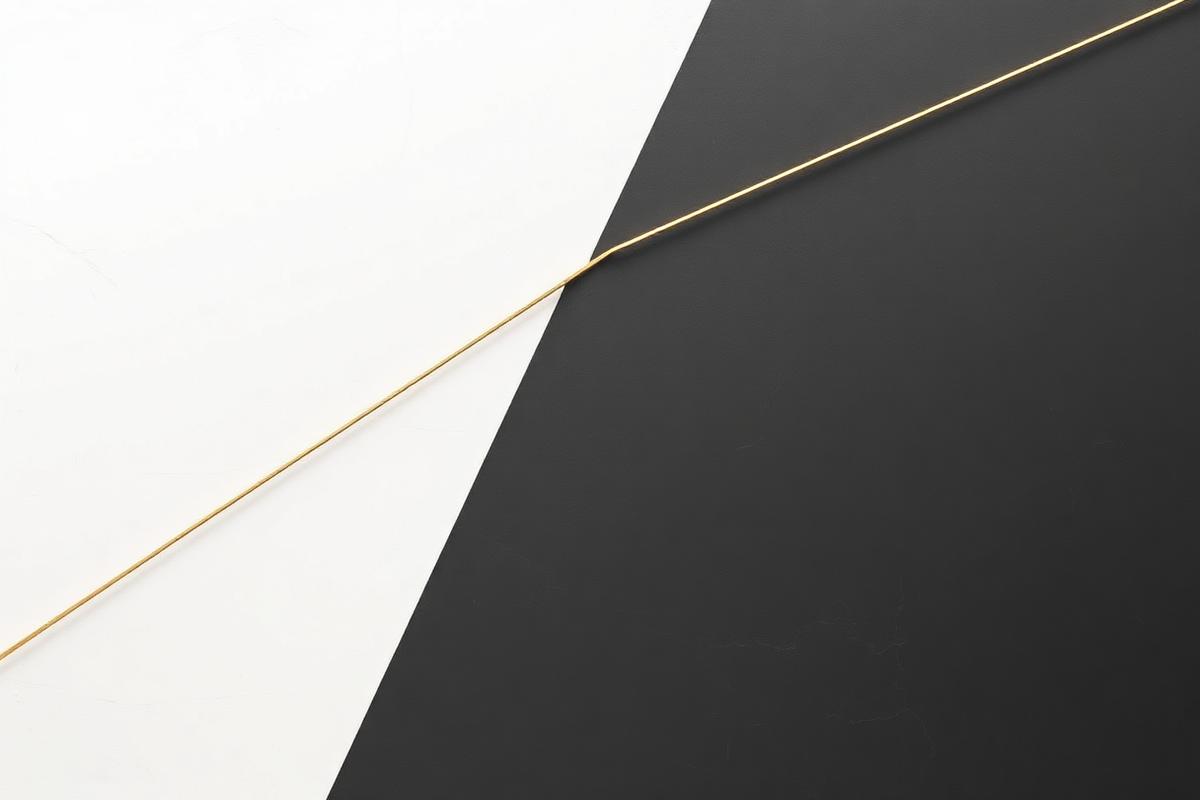 Minimal ivory and charcoal composition with a single gold line